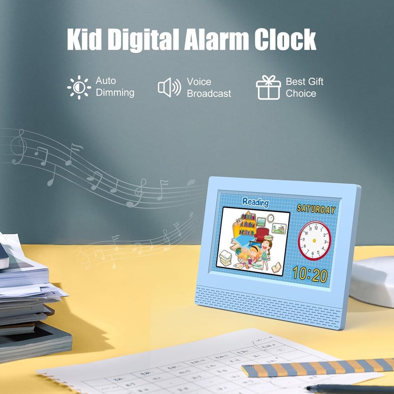 SENXINGYAN Kids Digital Alarm Clock Colorful, 7" Large LED Time Display Children's Sleep Trainer, Eye-Caring Digital Clock for Girls Boys Bedrooms Bedside, 17 Alarm Clock Settings Easy to Use Kids Birthday Gift - Image 4